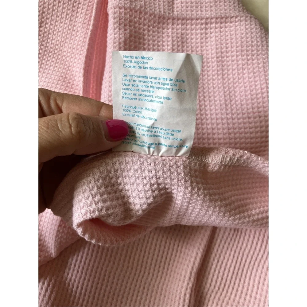 Solid Pink Baby‎ Blanket Thermal Waffle Weave RN 14500 Rounded Corner Lovey